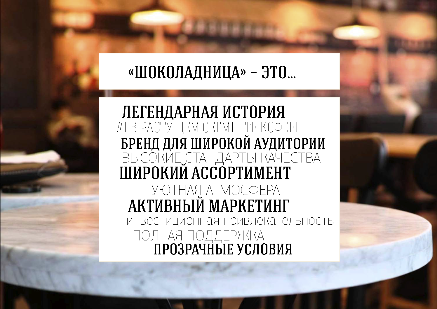 Основное меню кофеен-ресторанов (блины и напитки)