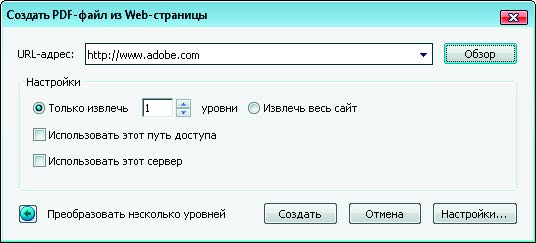 Рис. 1.139. Диалоговое окно Создать PDF-файл из Web-страницы