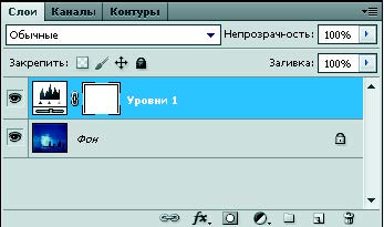 Рис. 1.33. Палитра Слои с корректирующим слоем Уровни