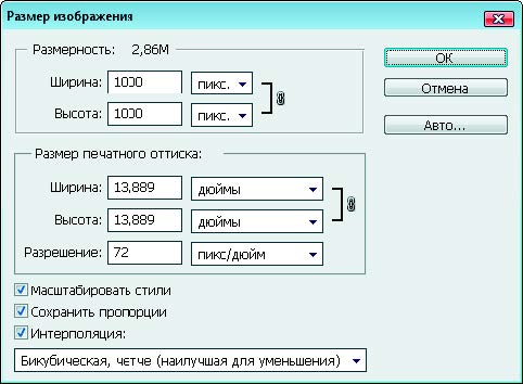Рис. 1.73. Изменение ширины изображения в диалоговом окне Размер изображения