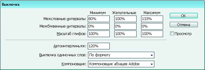 Рис. 3.73. Диалоговое окно Выключка